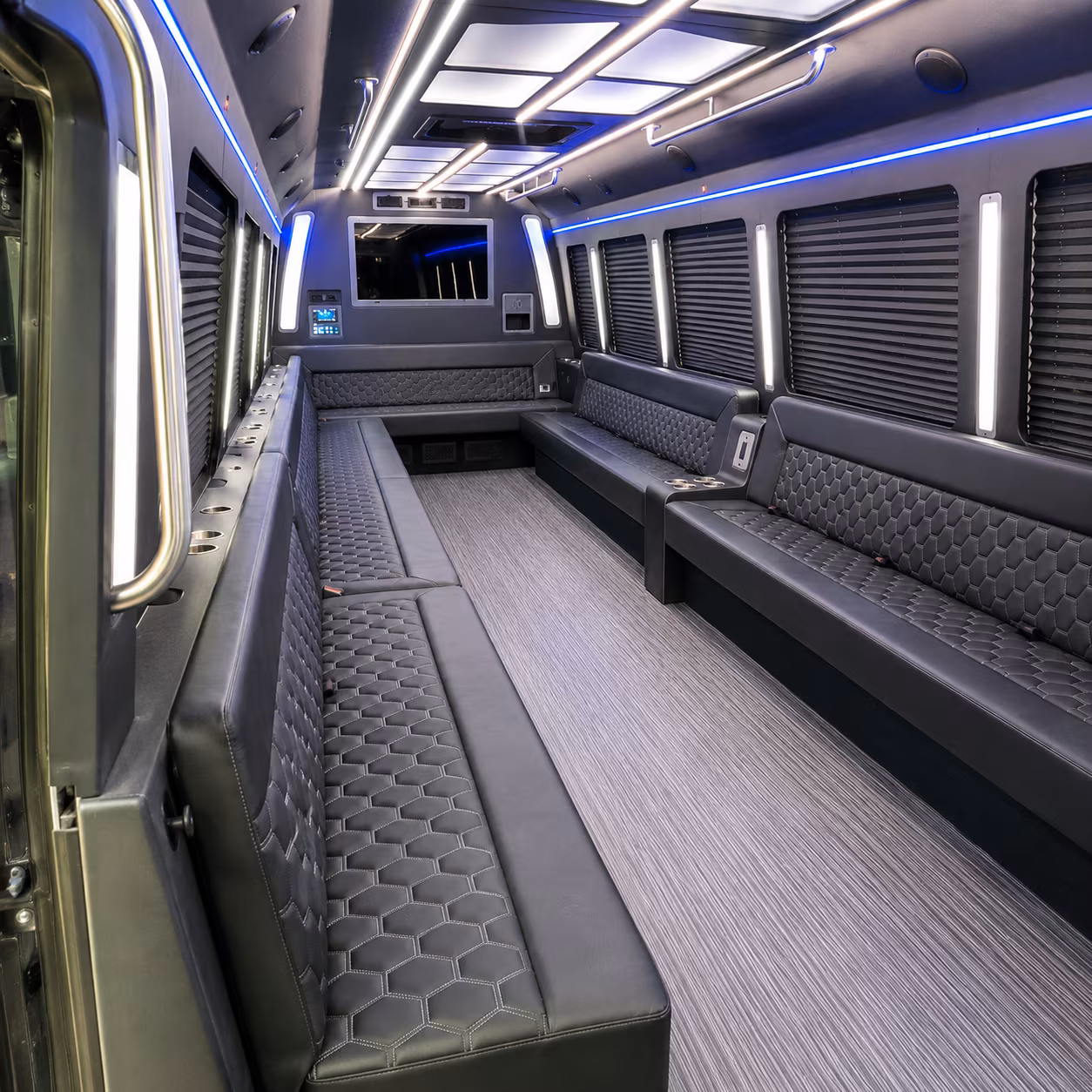 delray beach 40 passenger party bus interior