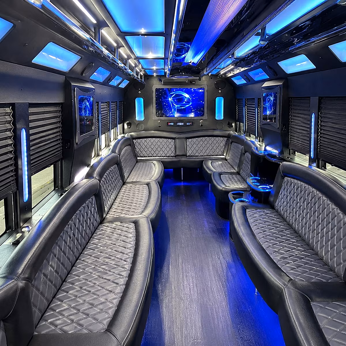 delray beach 50 passenger party bus interior
