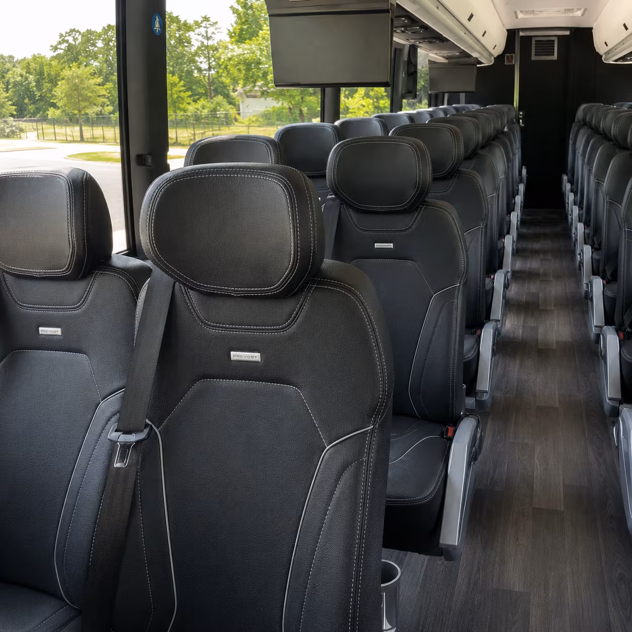 delray beach charter bus rental interior